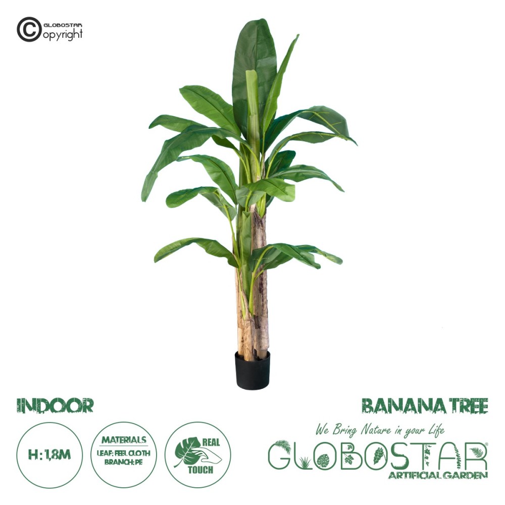 GloboStar® Artificial Garden BANANA TREE 20017 - Tεχνητό Διακοσμητικό Φυτό Μπανανιά - Μπανανόδεντρο Υ180cm